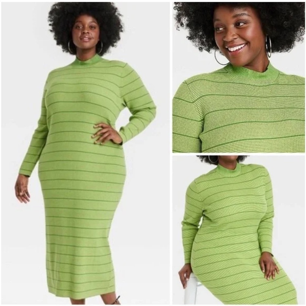 Green Striped Knit Dress Nwt — image 4 of 8